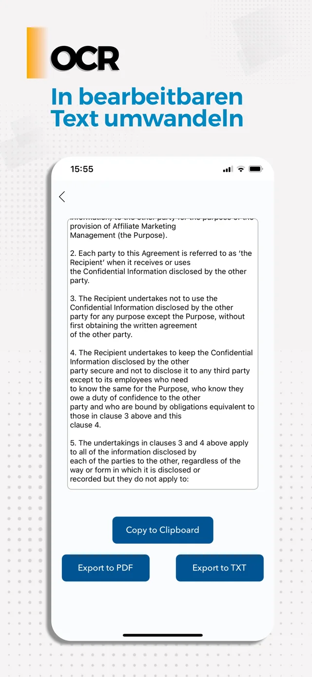 Text mit OCR extrahieren — Document Scanner